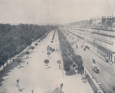 París: Rue de Rivoli y Terraza del Jardín de las Tullerías (foto en blanco y negro) de French Photographer