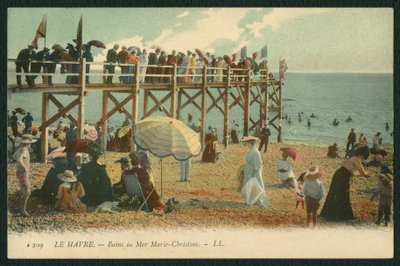 Postal que representa los Baños Marie-Christine en Le Havre, c.1900 de French Photographer