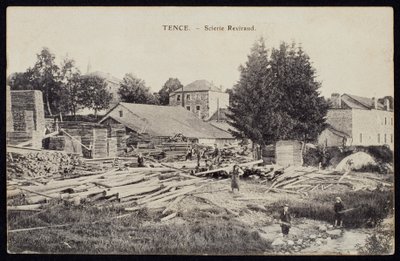 Postal que representa el aserradero Reviraud en Tence, Haute-Loire, c.1900 de French Photographer