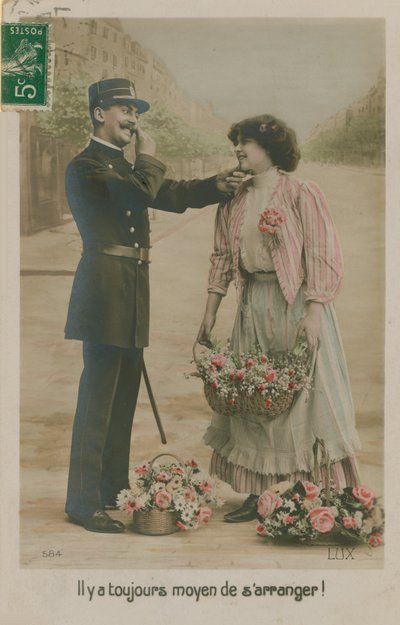 Policía francés con una florista de French Photographer