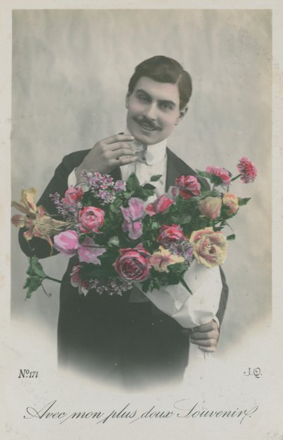 Hombre sosteniendo un ramo de flores de French Photographer