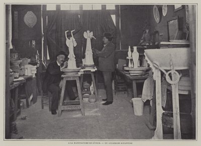 Taller de escultura en la fábrica de porcelana de Sèvres, Francia de French Photographer