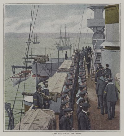 Inspección dominical a bordo de un buque de guerra francés de French Photographer