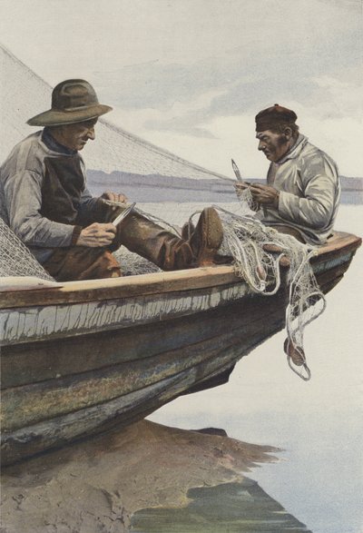 En La Canche, Pescadores remendando sus redes de French Photographer