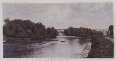 El río Marne y el viaducto de Nogent, Francia de French Photographer