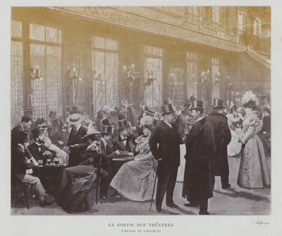 Espectadores de teatro fuera de la Taverne Pousset en París después de una función de French Photographer
