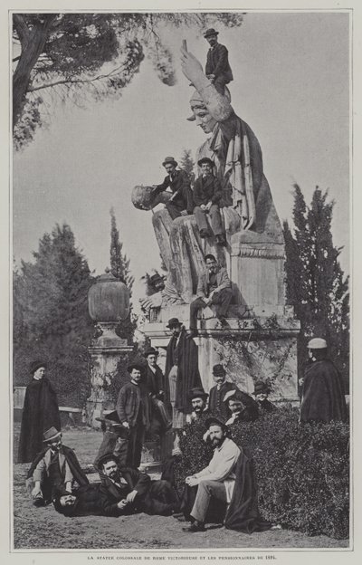Visitantes en la estatua de Roma Victoriosa de French Photographer
