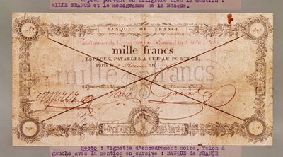 Billete de 1000 francos del 8 Floreal, Año X (28 de abril de 1802) de French School