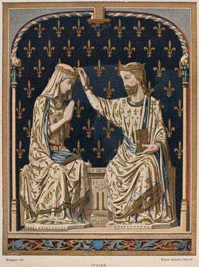 Coronación de la Virgen del siglo XIV, marfil del Louvre, ilustración del Dictionnaire de l
