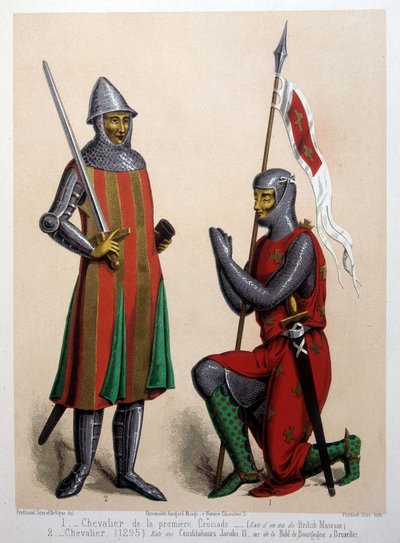 1. Caballero de la Primera Cruzada (1096); 2. Caballero (1295) de French School