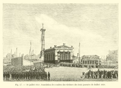 28 de julio de 1840, traslado de las cenizas de las víctimas de las tres jornadas de julio de 1830 de French School