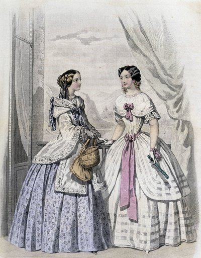 2 mujeres a la moda - en “Journal des Demoiselles” 1852 de French School