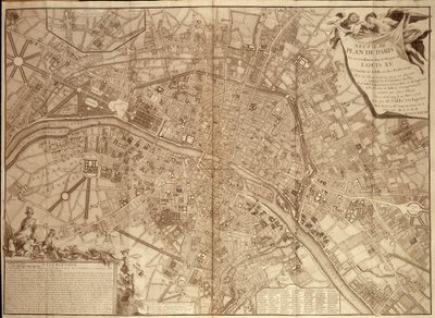 9º plano de París bajo Luis XV - en "Continuation du traite de la police". de French School