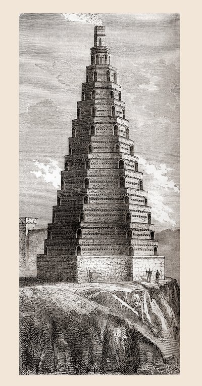 Una representación del siglo XIX de La Torre del Orden, destruida en 1644, Boulogne-sur-Mer, Francia, de 