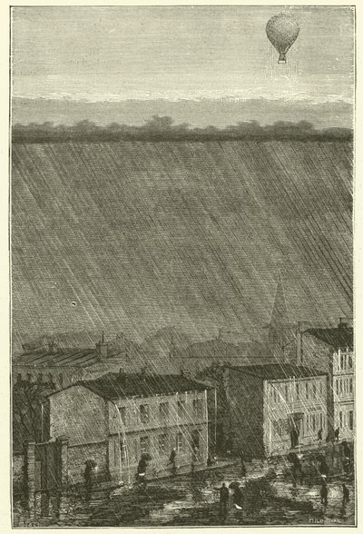 Un globo sobre la lluvia de French School