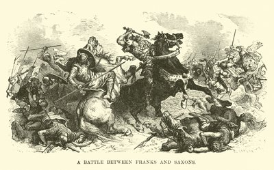 Una batalla entre francos y sajones de French School