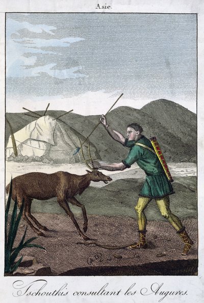 Un chamán chukchi consultando el oráculo, 1811 de French School