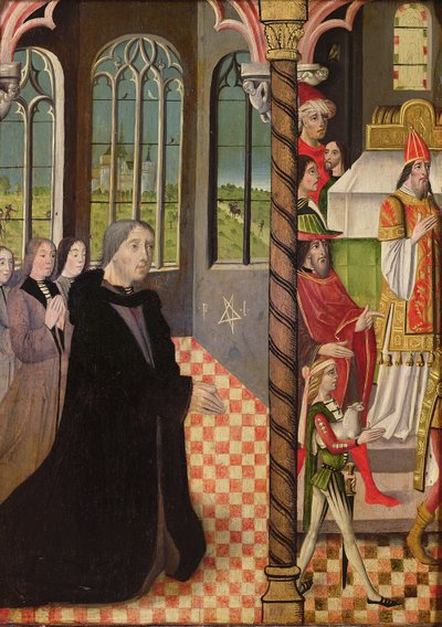 Un donante con sus tres hijas y la ofrenda de Joaquín, 1485-95 de French School