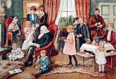 Una familia tomando té, c.1900 de French School