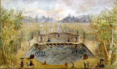 Un jardín formal con fuentes, c.1770 de French School
