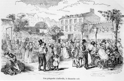 Una guinguette en Belleville el domingo por la noche, de Tableau de Paris por Edmond Auguste Texier, París, 1852 de French School