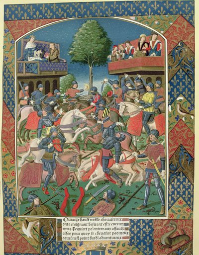 Un torneo de caballeros, de "Lancelot du Lac", impreso por Antoine Verard (1485-1512) de French School