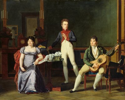 Un músico y su familia, posiblemente Fernando Sor (1778-1839) de French School