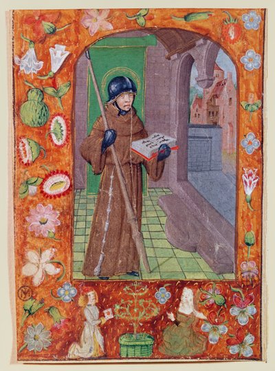 Página de un manuscrito, Monje Guerrero de French School