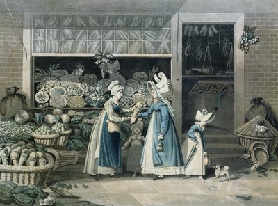 Tienda de verdulería parisina, principios del siglo XIX de French School