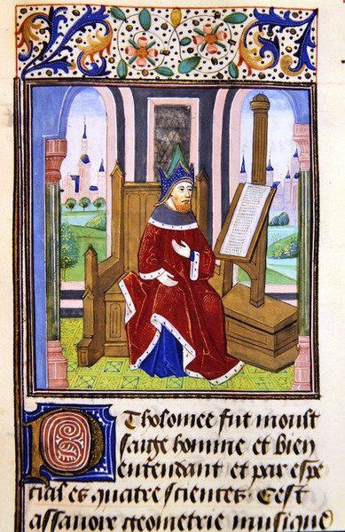 Un filósofo, posiblemente Pilofounce, de Histoire des Philosophes, finales del siglo XV de French School