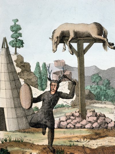 Un chamán tártaro siberiano y cementerio, c.1811 de French School