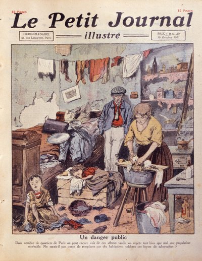 Un Barrio Bajo en París, ilustración de Le Petit Journal, 30 de octubre de 1921 de French School