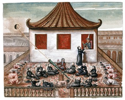 Eclipse solar en Siam, hacia 1700 (acuarela) de French School