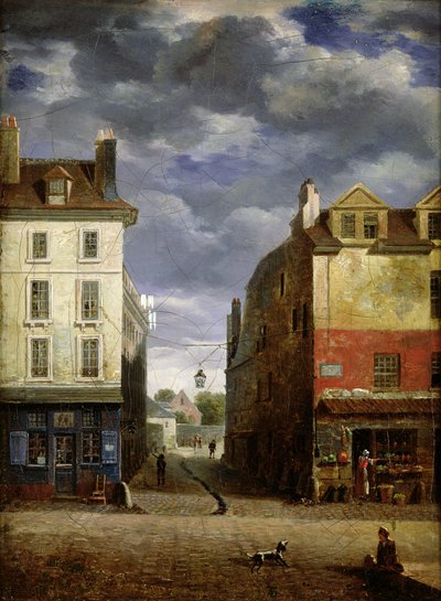 Una calle en el viejo París de French School