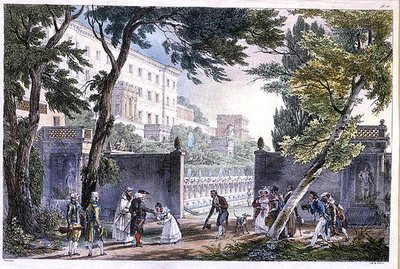 Una villa en Roma, grabado por Villain, c.1820 de French School