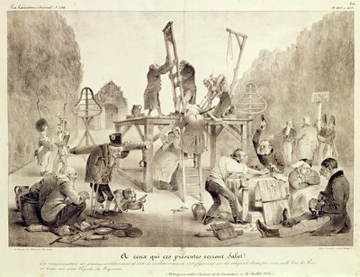 A ceux qui ses presentes verront, salut!, láminas 406 y 407, no.194, La Caricature, impreso por Delaunois de French School