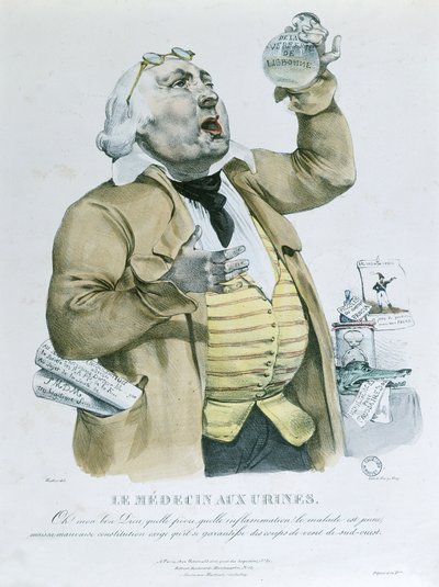 Un médico examinando orina de French School