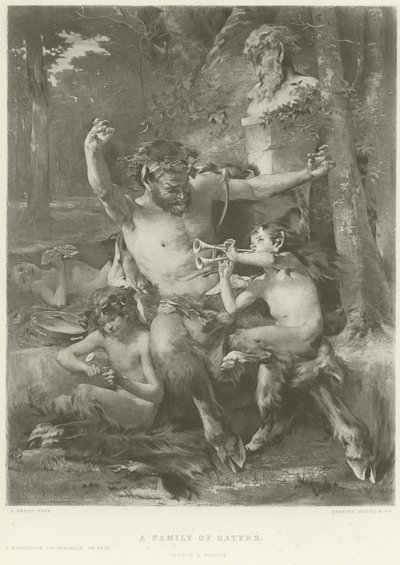 Una familia de sátiros (grabado) de French School