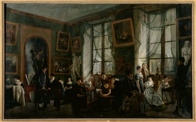 Una clase de dibujo femenino, hacia 1810, hacia 1810 (óleo sobre lienzo) de French School