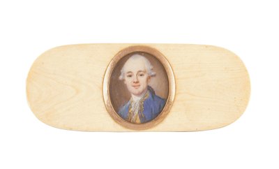 Un caballero, dicho ser Sir Robert Ainslie, Bt., incrustado en la tapa de una caja de French School