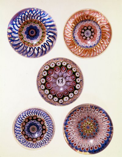Grupo de pesos de Millefiori concéntricos de St. Louis de French School