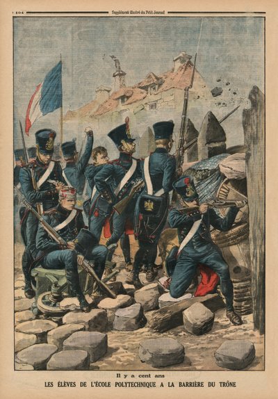 Hace cien años, los estudiantes de la Escuela Politécnica en la Barrière du Trône, ilustración de la contraportada de 