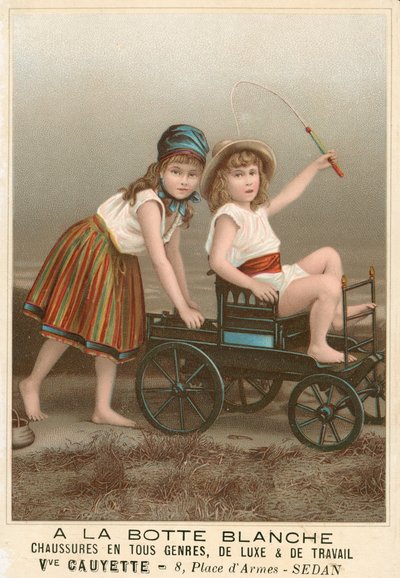 A la Botte Blanche Anuncio francés de zapatos (cromolito) de French School