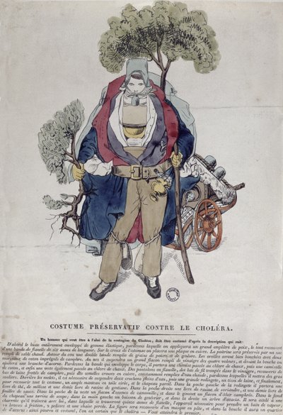 Un hombre protegido contra el cólera, c.1831 de French School