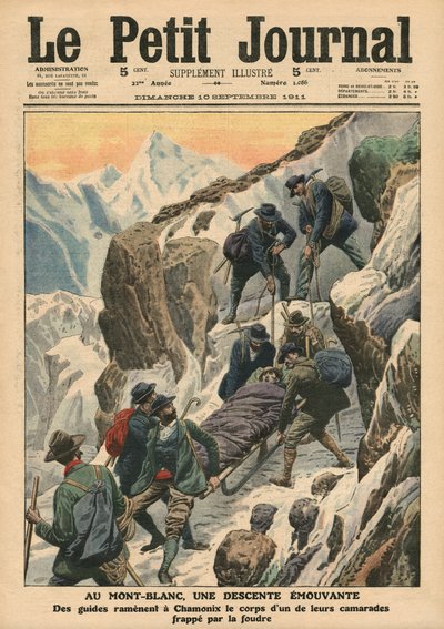 Un descenso en movimiento por el Mont Blanc, ilustración de 