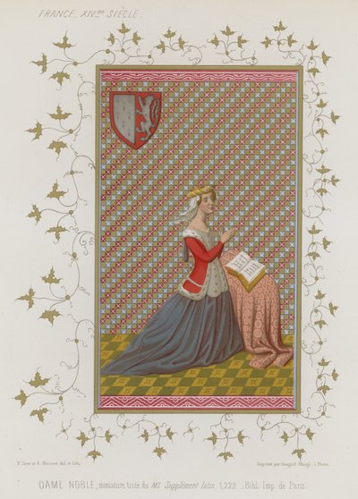 Una mujer noble en oración de French School