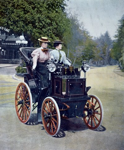 Un Panhard Levassor Phaeton con motor de gasolina y manivela de arranque, 1896 de French School