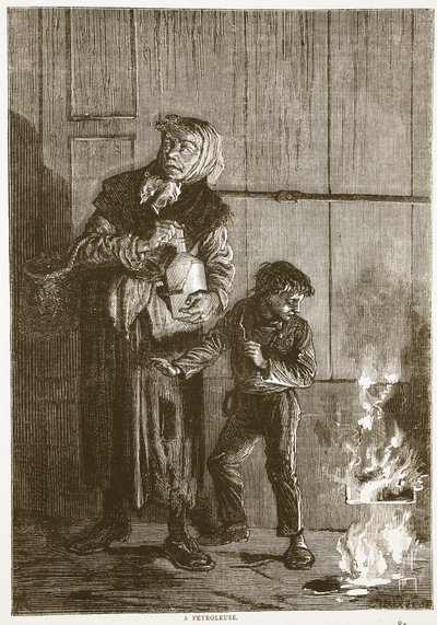 Una petroleuse, abril de 1871, ilustración de la Historia de la Guerra entre Francia y Alemania de Cassell, 1870-1871 de French School