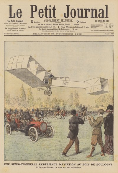 Un vuelo sensacional en el Bois de Boulogne, París (litografía en color) de French School