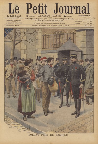 Un soldado y jefe de su familia de French School
